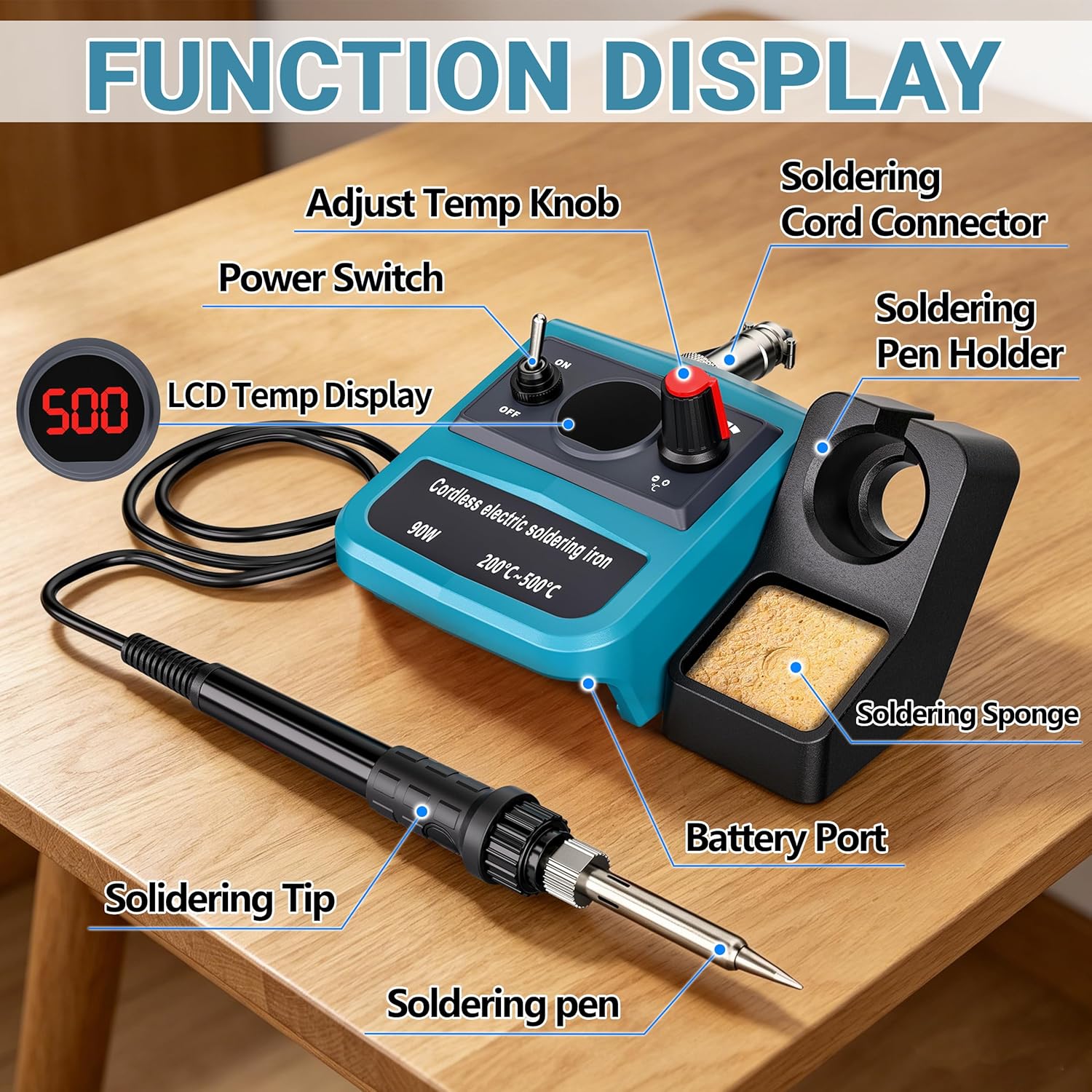 90W LED Digital Cordless Solde - Diy Electronics Storage review and price